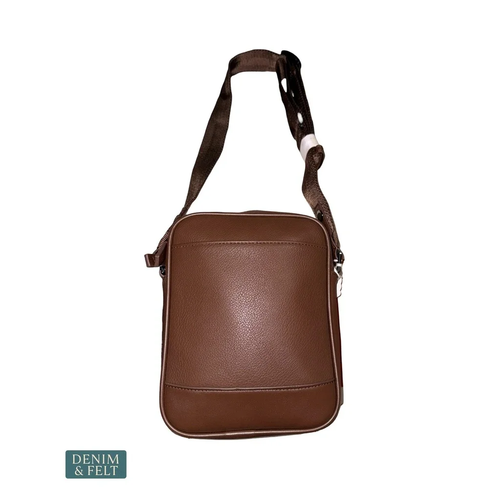 NEW Ted Baker London Brown Double Zip‎ Camera Crossbody Pebbled Leather Travel